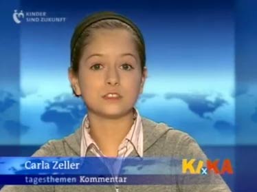 Carla Zeller als Kinder-Kommentatorin bei den Tagesthemen