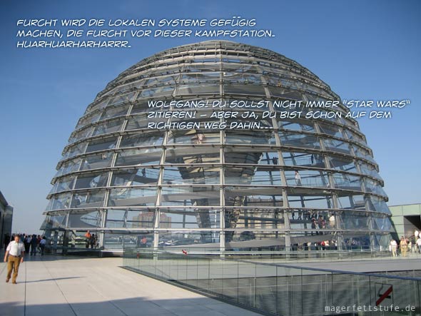 Kuppel des Bundestages, als Satire benutzt (Quelle: Pixelio.de, Michael Koch)