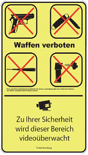 Waffenverbotsschild aus Hamburg