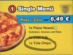 Anzeige eines Pizzalieferantens