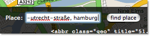 eine Adresse wurde in ein Formularfeld eingegeben