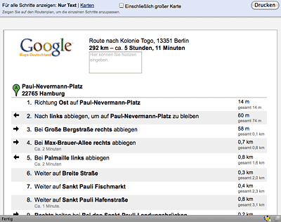 Wegbeschreibung - fertig zum Ausdrucken