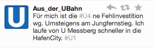 U-Bahn-Tweet zur U4