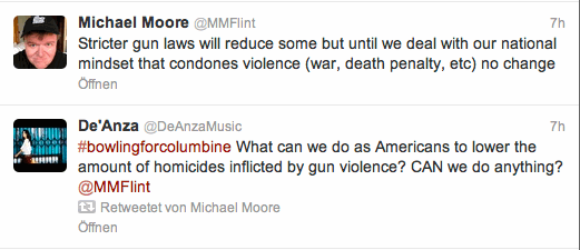 Michael Moore auf Twitter zum Thema Waffen in Amerika