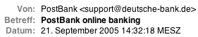Fast richtiger Absender einer Spam-Mail
